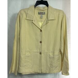 Tommy Bahama XS Yellow Hemp/Silk Blend Button Front Jacket Lined